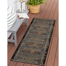 Load image into Gallery viewer, Liora Manne Esencia Tribal Stripe Indoor Outdoor Mat Black