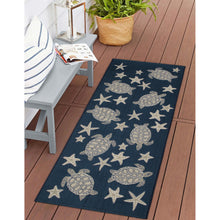Load image into Gallery viewer, Liora Manne Esencia Turtle And Stars Indoor Outdoor Mat Navy