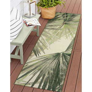 Liora Manne Marina Palm Fan Indoor Outdoor Area Rug Green