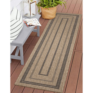 Liora Manne Sahara Multi Border Indoor Outdoor Area Rug Natural