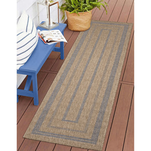 Liora Manne Sahara Multi Border Indoor Outdoor Area Rug Navy