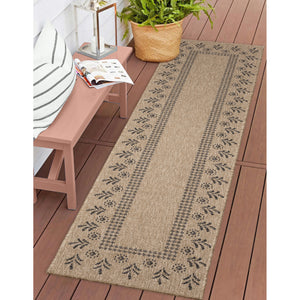 Liora Manne Sahara Block Print Border Indoor Outdoor Area Rug Natural