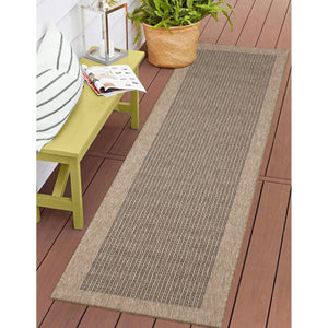 Liora Manne Sahara Texture Border Indoor Outdoor Area Rug Natural