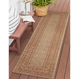 Liora Manne Sahara Diamond Border Indoor Outdoor Area Rug Terracotta