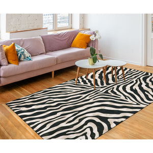 Liora Manne Visions I Zebra Indoor Outdoor Area Rug Black