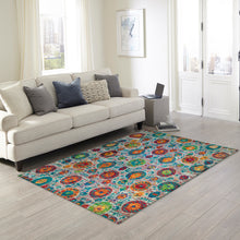 Load image into Gallery viewer, Liora Manne Fiesta Medallions Indoor Rug Aqua