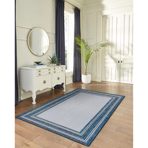 Liora Manne Carmel Multi Border Indoor Outdoor Area Rug Navy