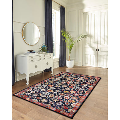 Liora Manne Fresco Vintage Floral Indoor Outdoor Area Rug Navy