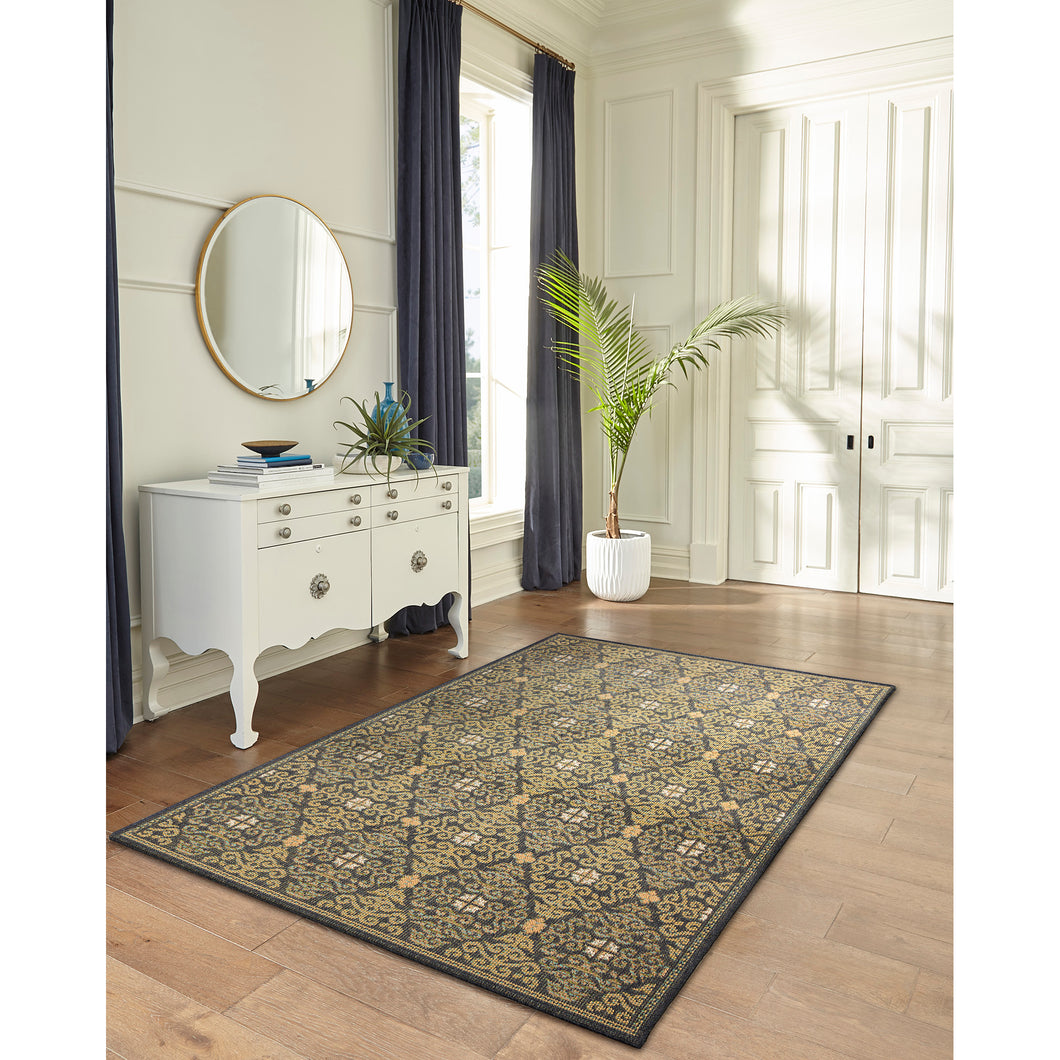 Liora Manne Patio Suzani Diamonds Indoor Outdoor Area Rug Navy