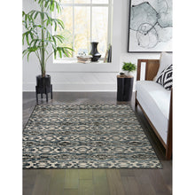 Load image into Gallery viewer, Liora Manne Soho Safari Stripe Indoor Area Rug Black/Blue