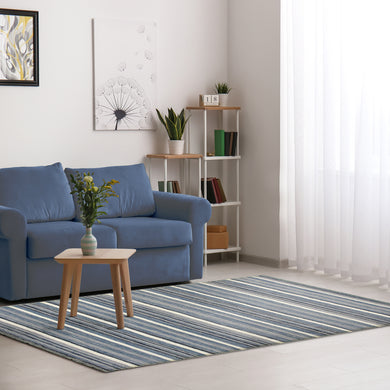 Liora Manne Aruba Faded Stripe Indoor Area Rug Denim