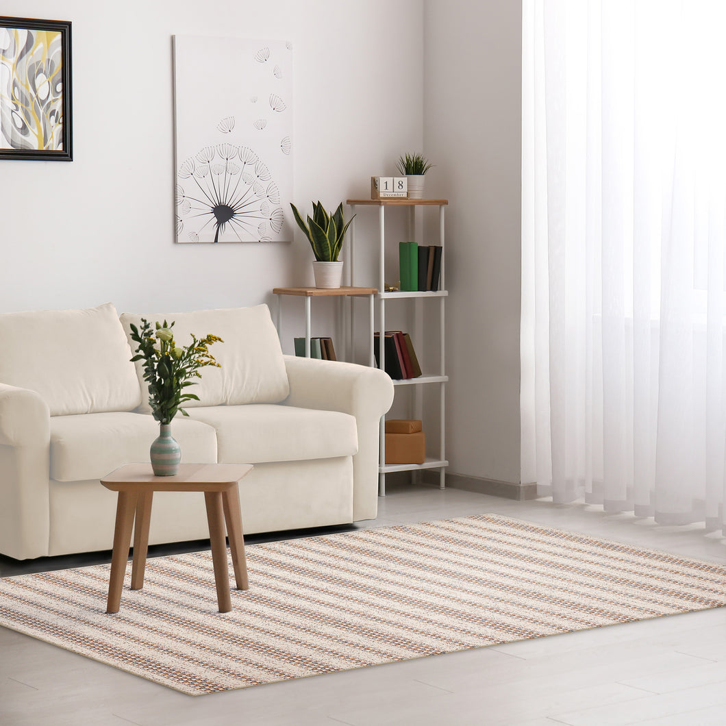 Liora Manne Avena Mosaic Stripe Indoor Outdoor Area Rug Ivory