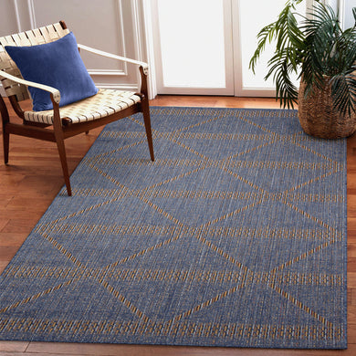 Liora Manne Avena Diamond Stripe Indoor Outdoor Area Rug Denim