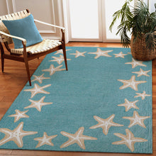 Load image into Gallery viewer, Liora Manne Capri Starfish Border Indoor Outdoor Area Rug Aqua