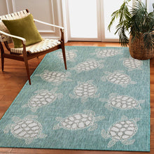 Load image into Gallery viewer, Liora Manne Carmel Seaturtles Indoor Outdoor Area Rug Aqua