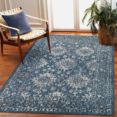 Liora Manne Carmel Vintage Floral Indoor Outdoor Area Rug Navy