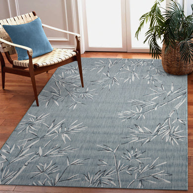 Liora Manne Carmel Bamboo Border Indoor Outdoor Area Rug Aqua