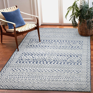 Liora Manne Canyon Tribal Stripe Indoor Outdoor Area Rug Navy