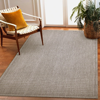 Liora Manne Malibu Simple Border Indoor Outdoor Area Rug Charcoal