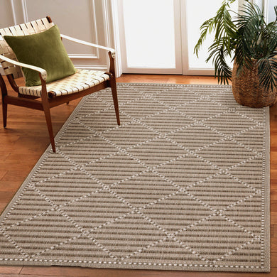 Liora Manne Malibu Checker Diamond Indoor Outdoor Area Rug Neutral