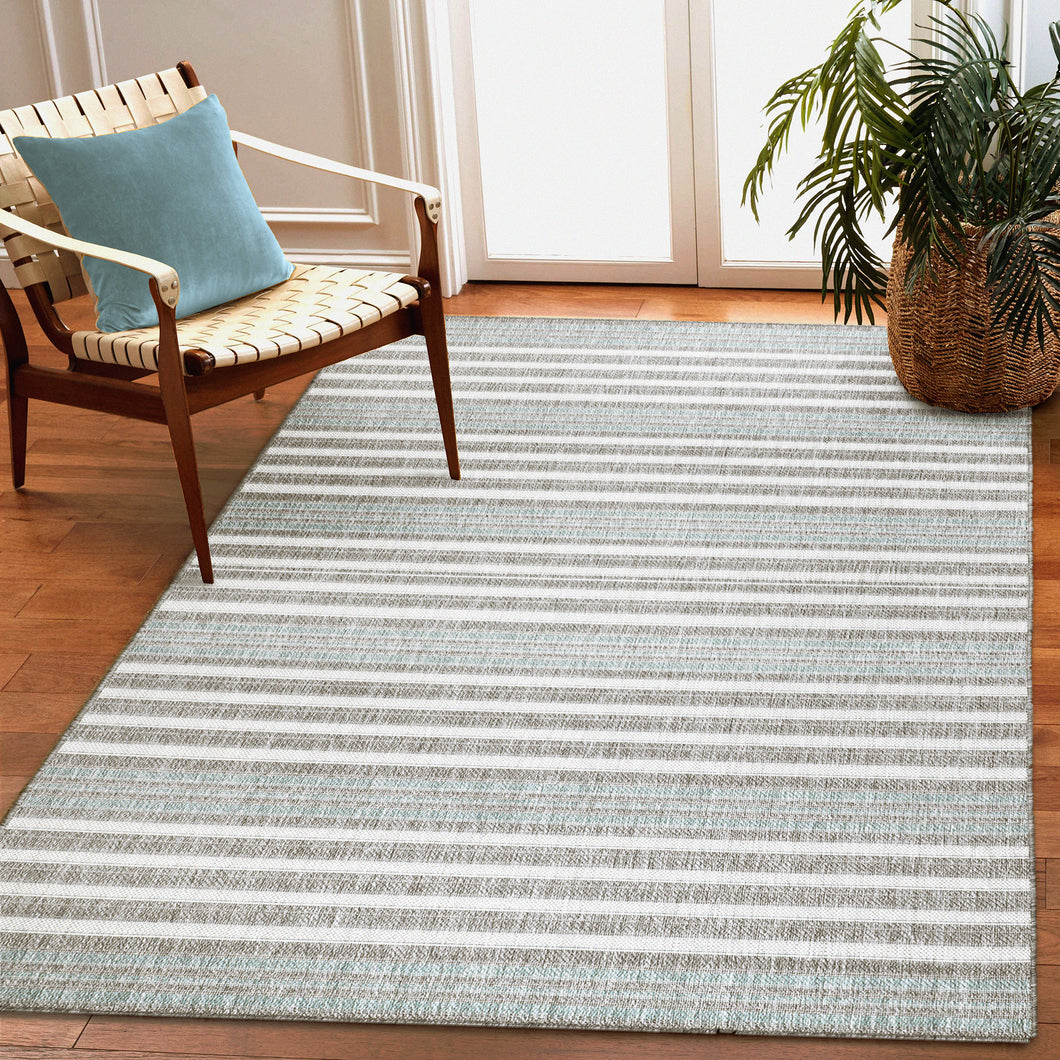 Liora Manne Malibu Faded Stripe Indoor Outdoor Area Rug Aqua