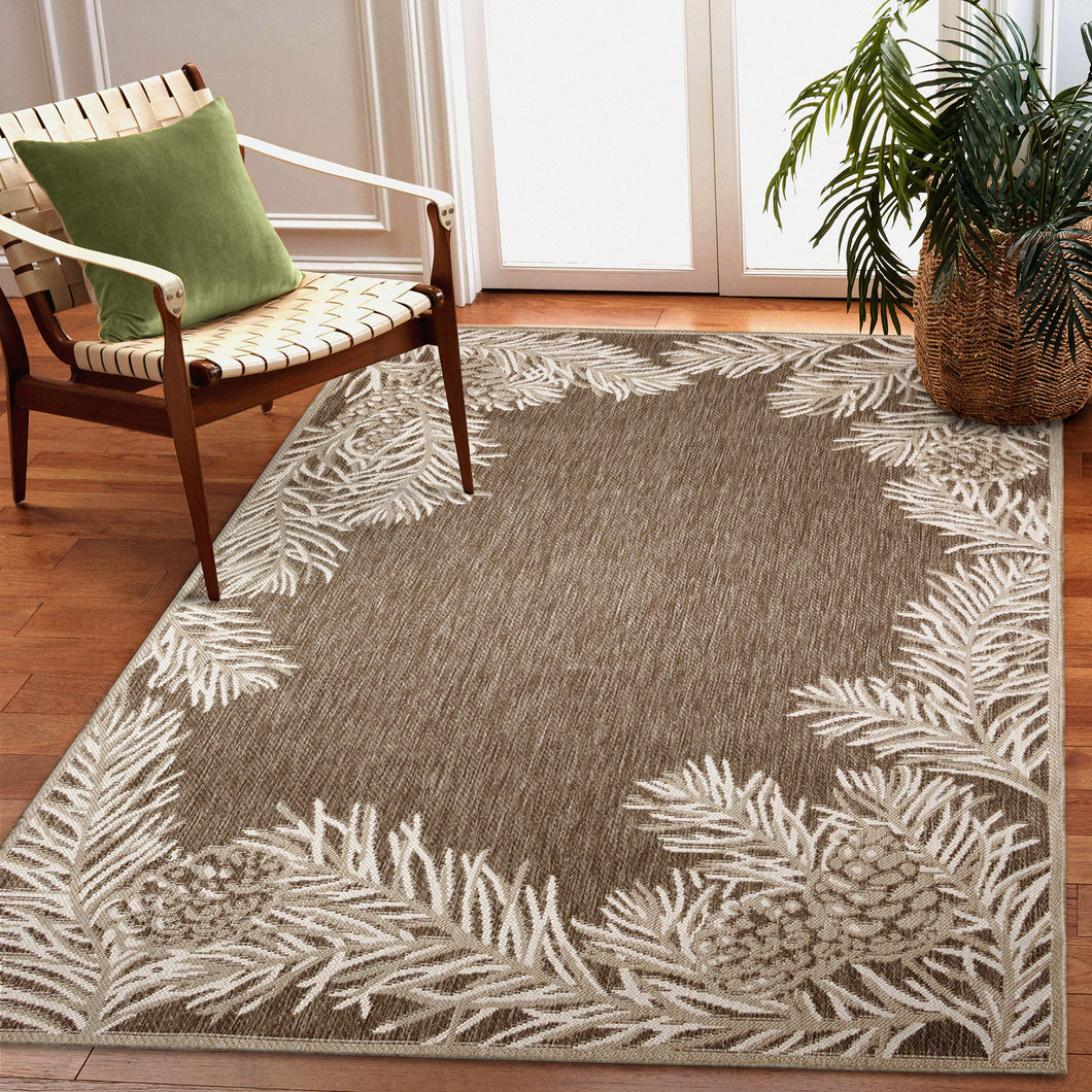 Liora Manne Malibu Pine Border Indoor Outdoor Area Rug Neutral