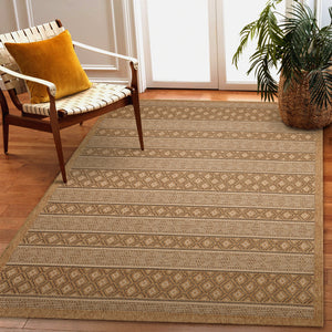 Liora Manne Monterey Tribal Stripe Indoor/Outdoor Rug Black