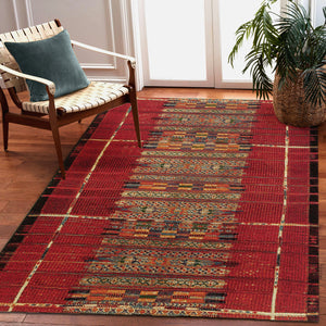 Liora Manne Marina Tribal Stripe Indoor Outdoor Area Rug Red