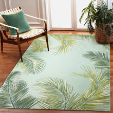 Load image into Gallery viewer, Liora Manne Marina Palm Border Indoor Outdoor Area Rug Aqua