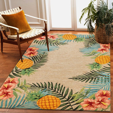 Liora Manne Ravella Tropical Indoor Outdoor Area Rug Neutral