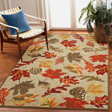 Load image into Gallery viewer, Liora Manne Ravella Falling Leaves Indoor Outdoor Area Rug Natural