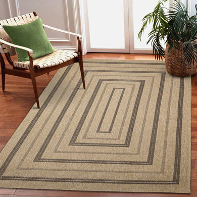 Liora Manne Sahara Multi Border Indoor Outdoor Area Rug Natural