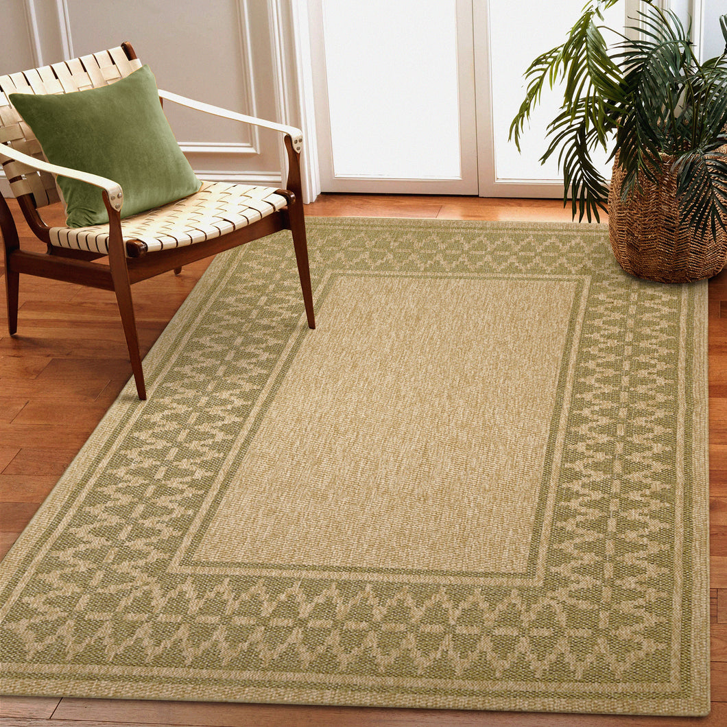 Liora Manne Sahara Diamond Border Indoor Outdoor Area Rug Green