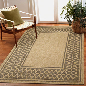 Liora Manne Sahara Diamond Border Indoor Outdoor Area Rug Natural