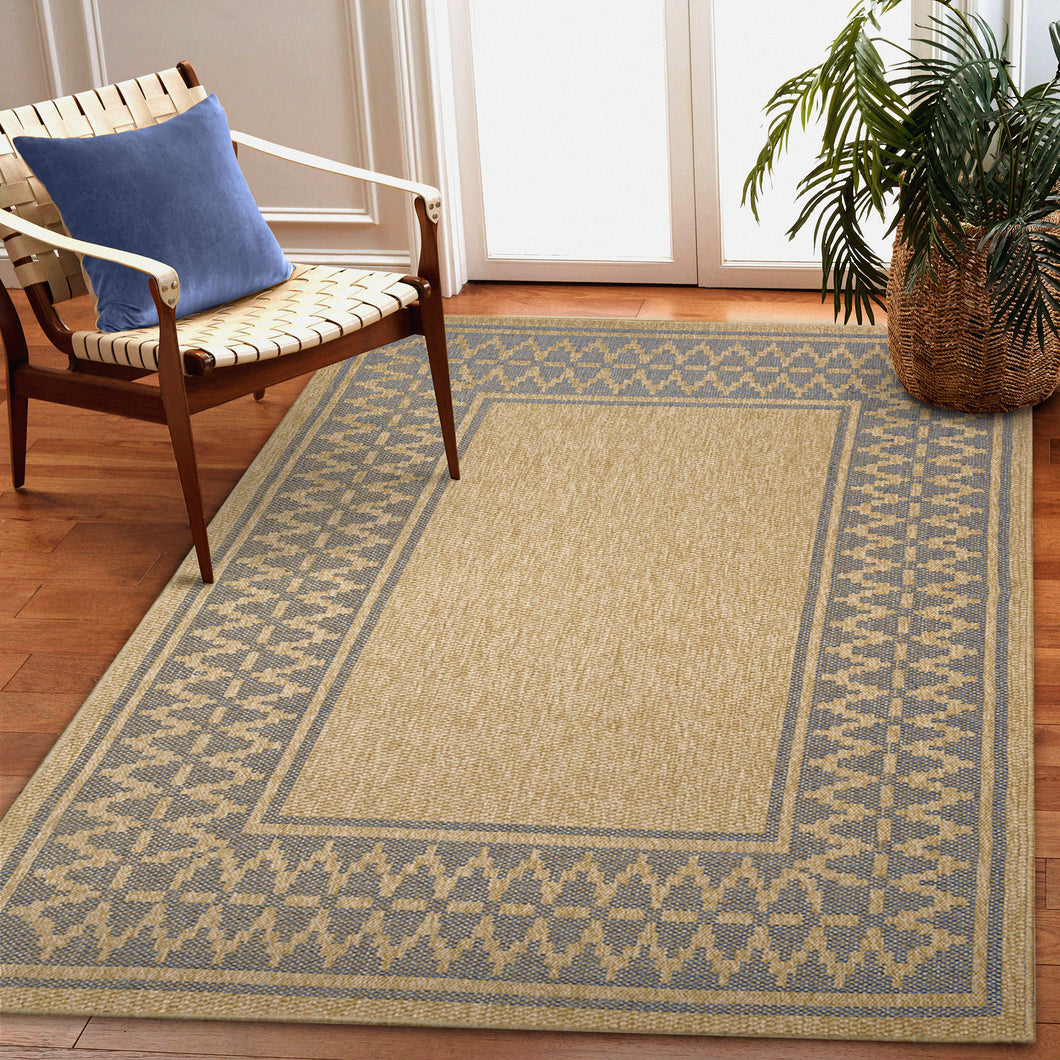 Liora Manne Sahara Diamond Border Indoor Outdoor Area Rug Navy