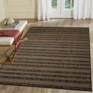Liora Manne Avena Mosaic Stripe Indoor Outdoor Area Rug Midnight