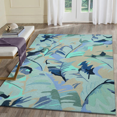 Liora Manne Capri Palm Leaf Indoor Outdoor Area Rug Blue