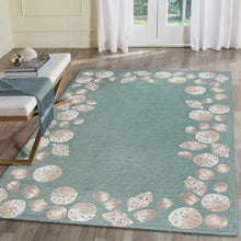 Load image into Gallery viewer, Liora Manne Capri Seashell Border Indoor Outdoor Area Rug Aqua