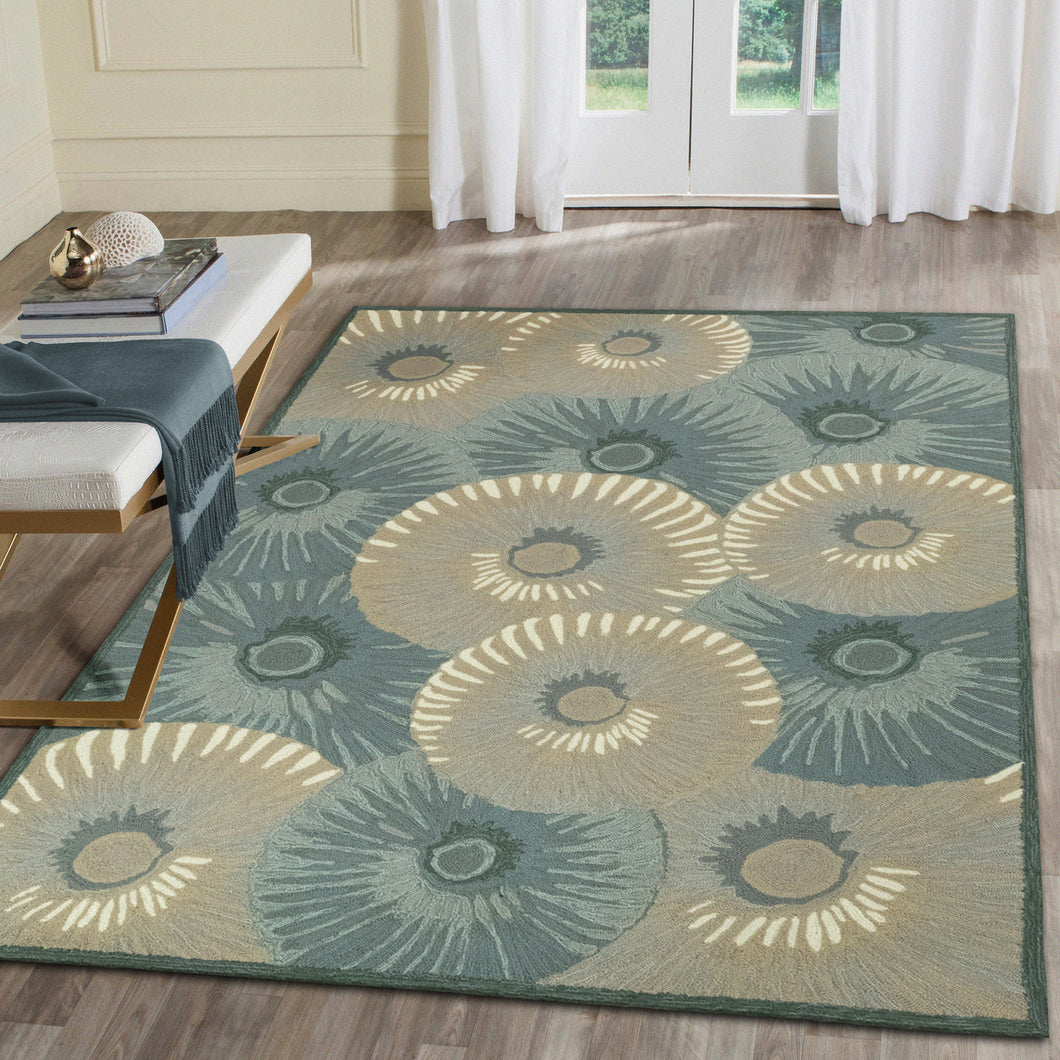 Liora Manne Capri Pleated Inkcap Indoor Outdoor Area Rug Aqua