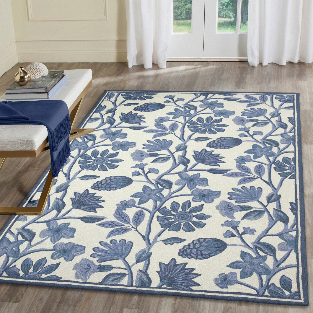 Liora Manne Capri Floral Vine Indoor Outdoor Area Rug Blue