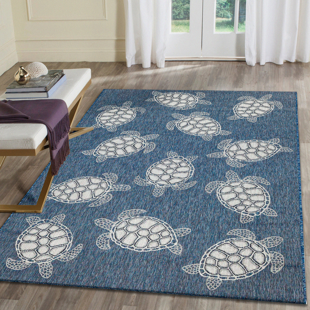 Liora Manne Carmel Seaturtles Indoor Outdoor Area Rug Navy