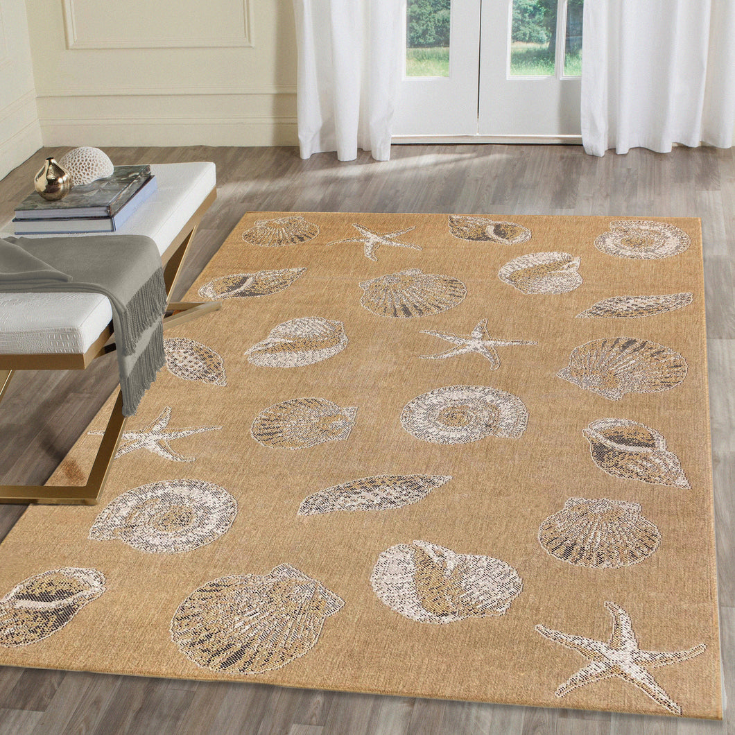 Liora Manne Carmel Shells Indoor Outdoor Area Rug Sand