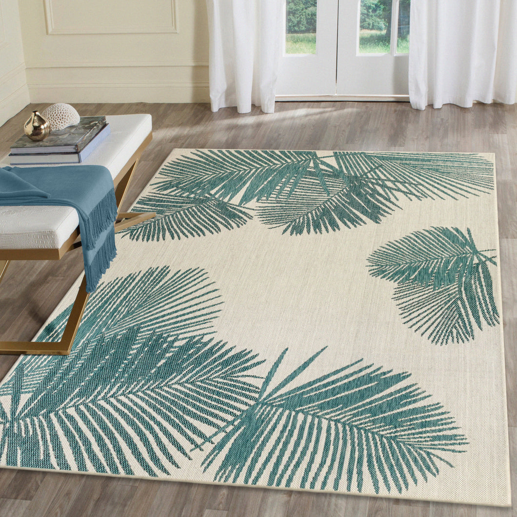 Liora Manne Carmel Palm Indoor Outdoor Area Rug Aqua