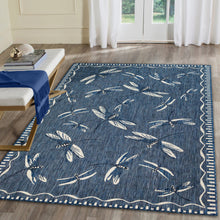 Load image into Gallery viewer, Liora Manne Carmel Dragonfly Indoor Outdoor Area Rug Navy