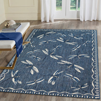 Liora Manne Carmel Dragonfly Indoor Outdoor Area Rug Navy