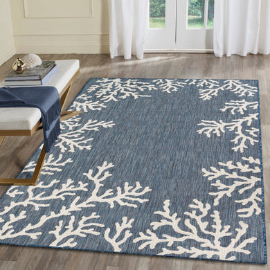 Liora Manne Carmel Coral Border Indoor Outdoor Area Rug Navy