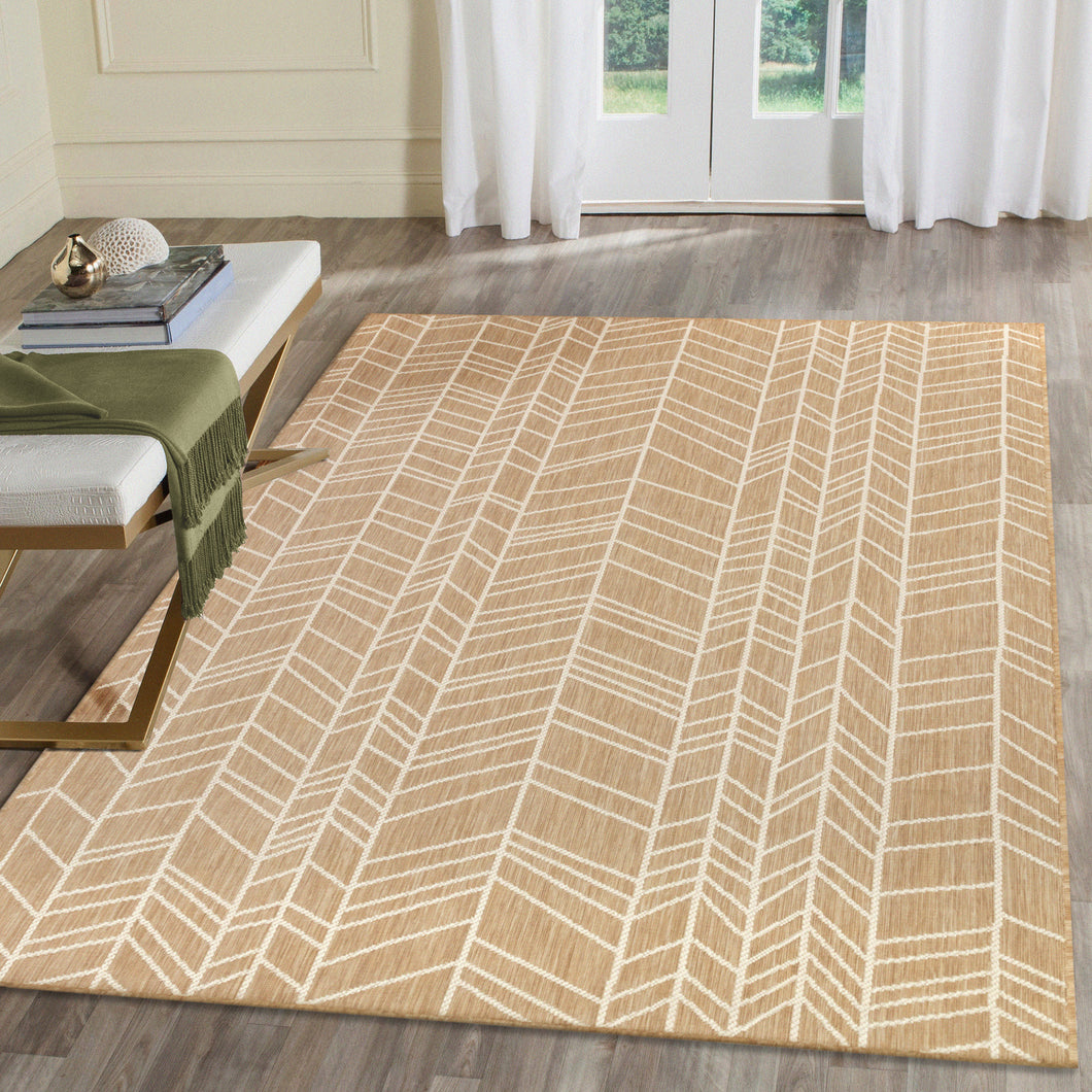 Liora Manne Carmel Chevron Indoor Outdoor Area Rug Sand