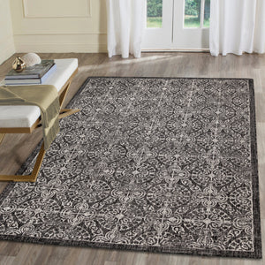 Liora Manne Carmel Antique Tile Indoor Outdoor Area Rug Black