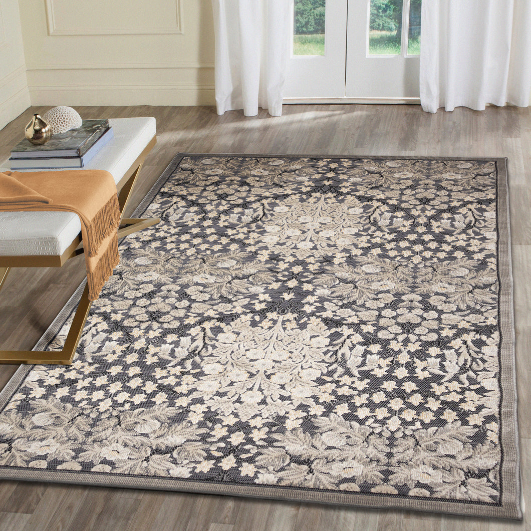 Liora Manne Canyon Flower Patch Indoor Outdoor Area Rug Charcoal