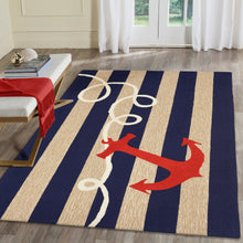 Load image into Gallery viewer, Liora Manne Frontporch Anchor Indoor Outdoor Area Rug Navy